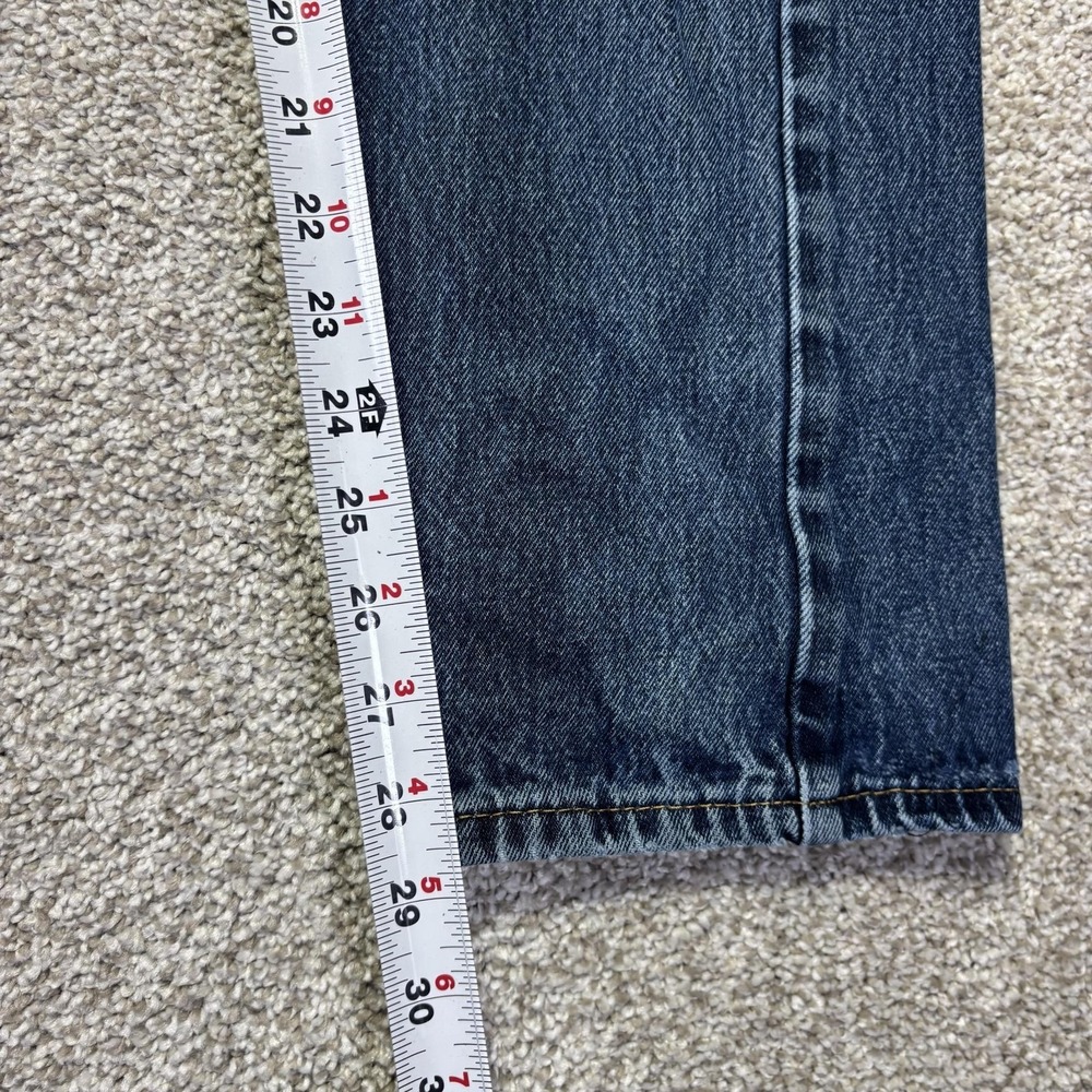 Levis 505 Jeans Mens 30x30 Blue Medium Wash Straight Denim Distressed Pants - Picture 7 of 12